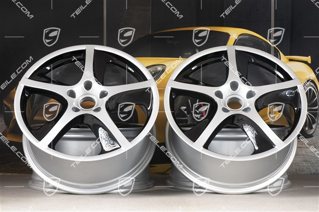 20" Felgensatz Cayenne SportTechno, 9J x 20 ET 60, silber + schwarz hochglanz
