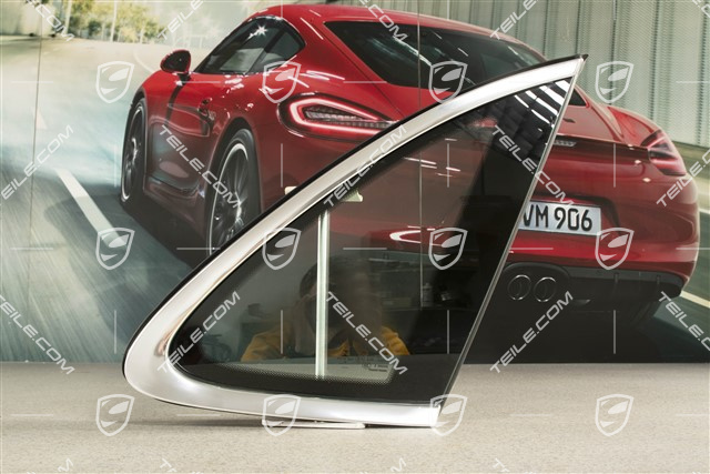 Side window with moulding, aluminium package Black, Green heat-Insulating glass in rear, R