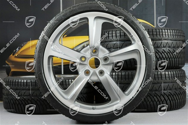 20" Cayman GT4 SportTechno Winterräder Satz, Felgen 8,5J x 20 ET57 + 10J x 20 ET50 + NEUE Michelin Winterreifen 235/35 R20 + 275/30 R20, mit RDK-Sensoren