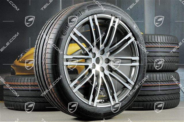 21" Turbo III koła letnie komplet, felgi 9J x 21 ET26 + 10J x 21 ET19, opony letnie Continental 265/40 R 21 + 295/35 R 21, z czujnikami ciśnienia