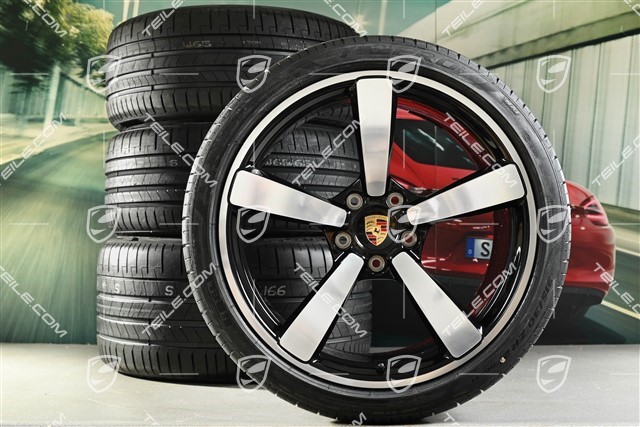 20"+21" Turbo Exclusive Design Sommerräder Satz, Felgen 9,5J x 20 ET44 + 12J x 21 ET70 + NEUE Pirelli Sommerreifen 255/35 R20 + 315/30 R21, schwarz hochglanz