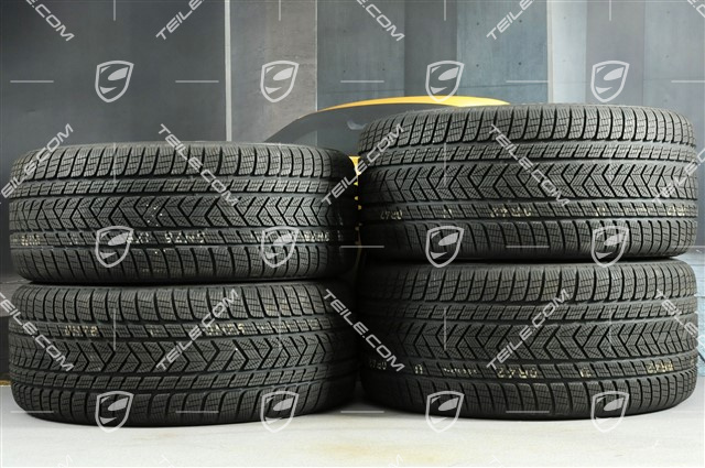 21" koła zimowe Cayenne RS Spyder, komplet, felgi 9,5J x 21 ET46 + 11,0J x 21 ET58 + opony zimowe Pirelli 275/40 R21 + 305/35 R21, z czujnikami ciśnienia, czarny wysoki połysk