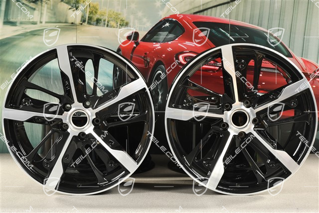 21" Komplet felg Taycan Exclusive Design, 9,5J x 21 ET60 + 11,5J x 21 ET66, wersja Carbon (nie zawiera osłon karbonowych), czarny wysoki połysk