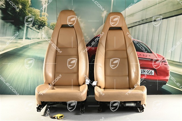 Seats, electrically adjustable, leatherette, beige, set  (L+R)
