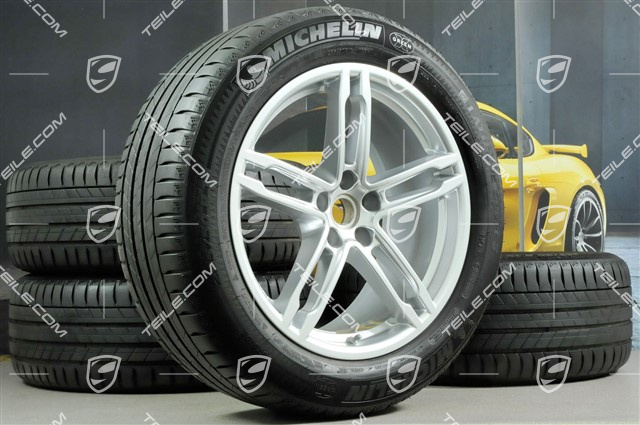 19" "Macan Turbo" Sommerräder Satz, Felgen 8J x 19 ET21 + 9J x 19 ET21, Sommerreifen Michelin 235/55 R 19 + 255/50 R 19, mit RDK-Sensoren