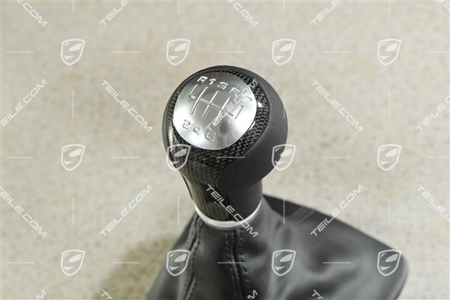 Schaltknopf,  Carbon, Leder Schwarz