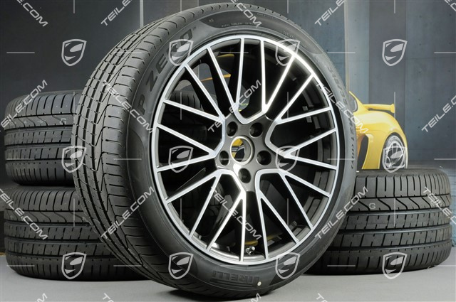 21-inch Cayenne RS Spyder summer wheel set, rims 9,5J x 21 ET46 + 11,0J x 21 ET49 + NEW Pirelli P Zero summer tyres 285/40 R21 + 315/35 R21, with TPMS