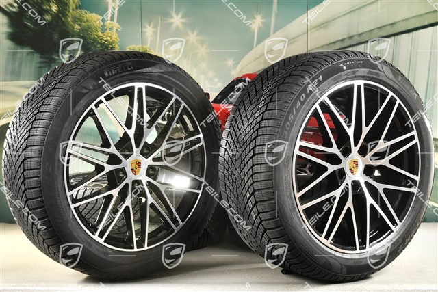 21" koła zimowe RS Spyder Design, komplet, felgi 9,5J x 21 ET46 + 11,0J x 21 ET58 + NOWE opony zimowe Pirelli 285/45 R21 + 305/40 R21, z czujnikami ciśnienia, czarny wysoki połysk