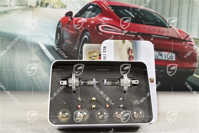 Ersatzlampenkasten, Set Glühlampen und Sicherungen 12 Volt, für Porsche 911F-Modell 1965-1971