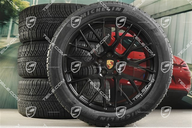 20" "RS Spyder Design" Winterräder Satz, Felgen 9J x 20 ET26 + 10J x 20 ET19, Michelin Pilot Alpin 5 SUV Winterreifen 265/45 R20 + 295/40 R20, mit RDK-Sensoren, schwarz seidenmatt