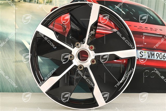 21" Felga Taycan Exclusive Design, 9,5J x 21 ET60, przednia, czarny perłowy Jet Black metalik, L