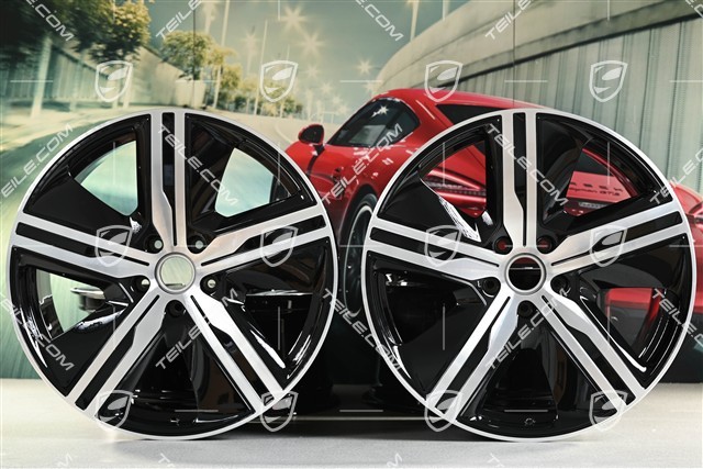22" felgi Macan Exclusive Design, komplet, 9J x 22 ET29 + 11J x 22 ET47, czarny wysoki połysk
