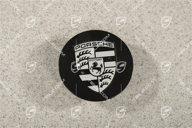 Radzierdeckel, konvex, Wappen Schwarz-Weiß, Schwarz Seidenmatt