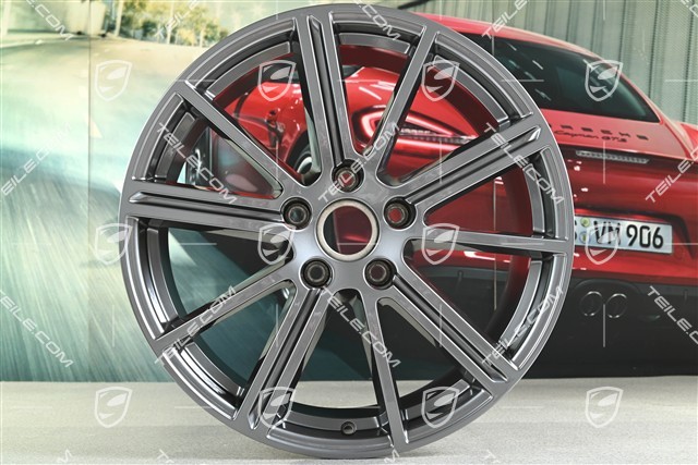 20" Komplet felg Panamera Turbo, 9,5J x 20 ET71 + 10,5J x 20 ET71, Adamantium