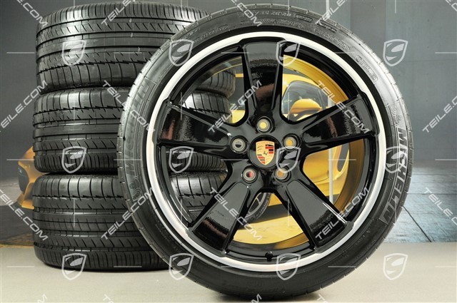 20" Sport Classic summer wheels set, black glossy, rims 9,5J x 20 ET65 + 11,5 x 20 ET63 + NEW Michelin summer tyres 255/40 ZR20 + 295/35 ZR20, without TPM