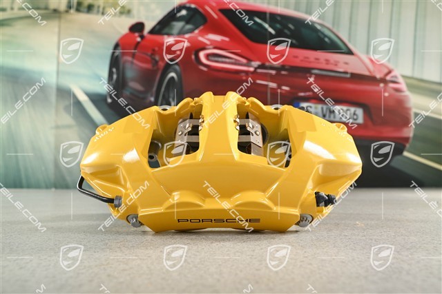 Brake caliper, PCCB ceramic brakes, yellow, rear axle, R