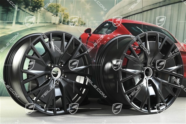 20" komplet felg Turbo S Aero Design, 9J x 20 ET54 + 11J x 20 ET60, czarny satynowy mat