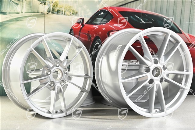 19+20" Carrera wheel rim set, wheels: front 8.5J x 19 ET52 + rear 11J x 20 ET66, in Brilliant Silver