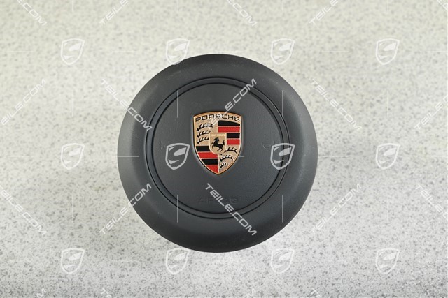 Airbag-Einheit für Lenkrad, Kunstleder Schwarz, Schwarzrand