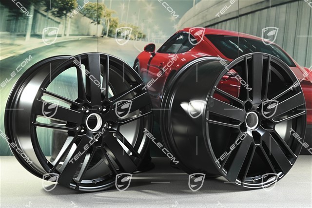 20-inch wheel rim set Panamera Design 2, 9,5J x 20 ET71 + 11,5J x 20 ET68, black satin matt