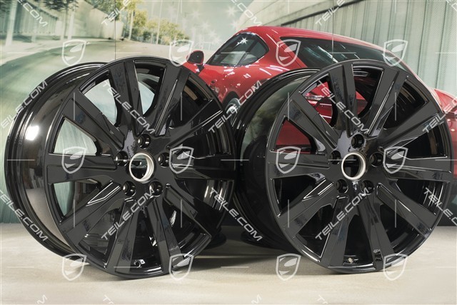 20-inch Taycan Tequipment Design wheel rim set, 9J x 20 ET54 + 11J x 20 ET60, black high gloss
