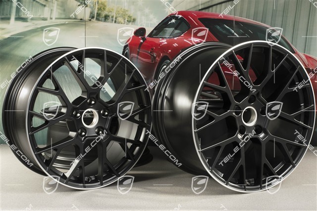 20+21-inch wheel rim set RS Spyder, rims: front 8,5J x 20 ET50 + rear 11,J x 21 ET67, black satin matt