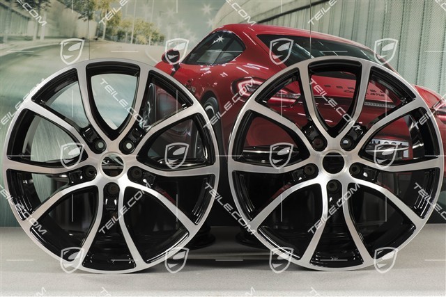 21-inch wheel rim set Cayenne Exclusive Design, 11J x 21 ET49 + 9,5J x 21 ET46, for Cayenne Coupé, black high gloss