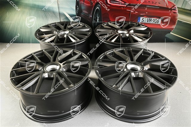 21" Felgi Panamera Turbo S, komplet, centralnie mocowane, 9,5J x 21 ET71 + 10,5J x 21 ET71, Turbonite