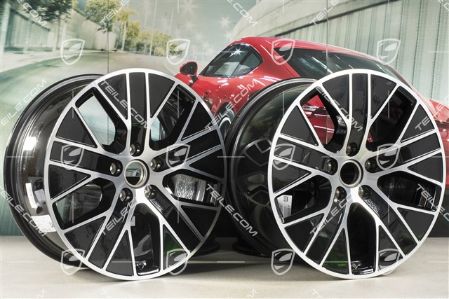 20" Felgensatz Turbo Aero, 9J x 20 ET54 + 11J x 20 ET60, schwarz hochglanz mit glanzgedrehter Stirnfläche