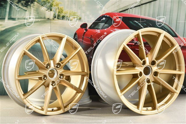 20+21" Felgensatz Carrera S, Felgen: vorne 8,5J x 20 ET53 + hinten 11,5J x 21 ET67, aurum-seidenmatt