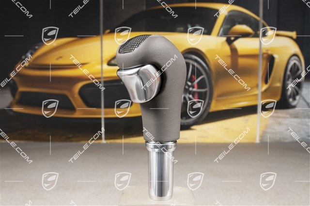 Schaltknopf Carbon, Tiptronic, Leder, Achatgrau