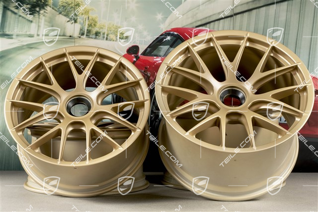 20"+21" GT2RS/GT3RS Magnesium wheel rim set, rims 9,5 J x 20 ET50 + 12,5 J x 21 ET48, Aurum satin mat