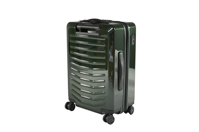 Porsche Roadster Hardcase Trolley M, mit Fronttasche, Bordgepäck-Größe: 38 x 55 x 23/27 cm, OAKGREEN Metallic