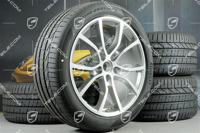21" Cayenne Exclusive Design Sommerräder Satz, Felgen 9,5J x 21 ET46 + 11,0J x 21 ET58 + Pirelli P Zero Sommerreifen 285/40 R21 + 315/35 R21, mit RDK-Sensoren