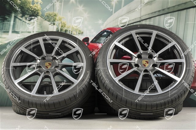 20" Carrera Classic Sommerräder Satz, Felgen 8J x 20 ET57 + 10J x 20 ET45 + NEUE GoodYear Sommerreifen 235/35 ZR20 + 265/35 ZR20, mit RDK-Sensoren