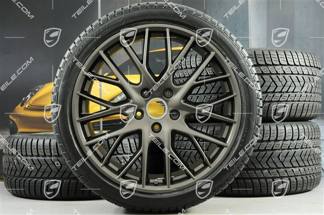 21" Winterräder Satz "SportDesign", Felgen 9,5 J x 21 ET71 + 10,5 J x 21 ET71 + NEUE Pirelli Sottozero III Winterreifen 275/35 R21 + 315/30 R21, Platinum Seidenmatt