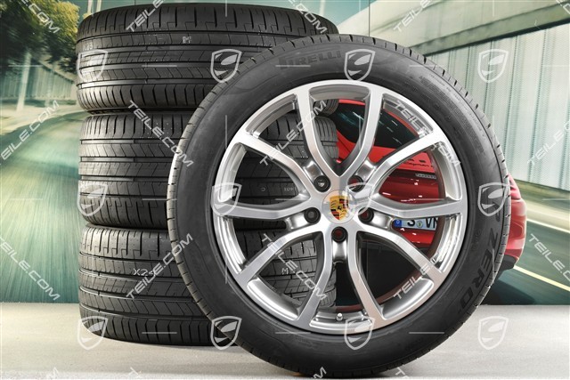 21" koła letnie Cayenne COUPE Exclusive Design, komplet, felgi 9,5J x 21 ET46 + 11,0J x 21 ET49 + NOWE opony letnie Pirelli 285/40 R21 + 315/35 R21, z czujnikami ciśnienia