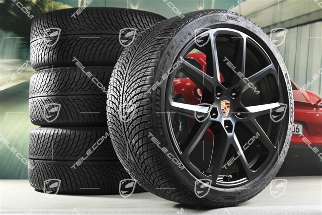 21-inch Panamera SportDesign Winter wheel set, wheel rims 9,5J x 21 ET71 + 10,5J x 21 ET71 + Michelin Pilot Alpin 5 winter tyres 275/35 R21 + 315/30 R21, black satin matt
