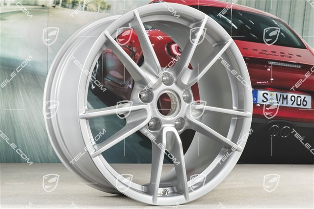 19+20" Carrera wheel rim set, wheels: front 8.5J x 19 ET52 + rear 11J x 20 ET66, in Brilliant Silver
