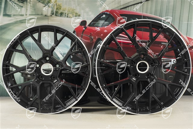 20+21" Felgensatz RS Spyder, Felgen: vorne 8,5J x 20 ET53 + hinten 11,5J x 21 ET67, in Schwarz Hochglanz