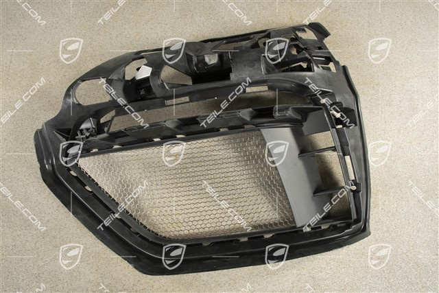 Front bumper retainer frame / grille / vent, lateral, GT4, Black matte, L