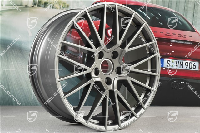 21-inch wheel rim set Cayenne RS Spyder, 11J x 21 ET58 + 9,5J x 21 ET46, Platinum satin matt