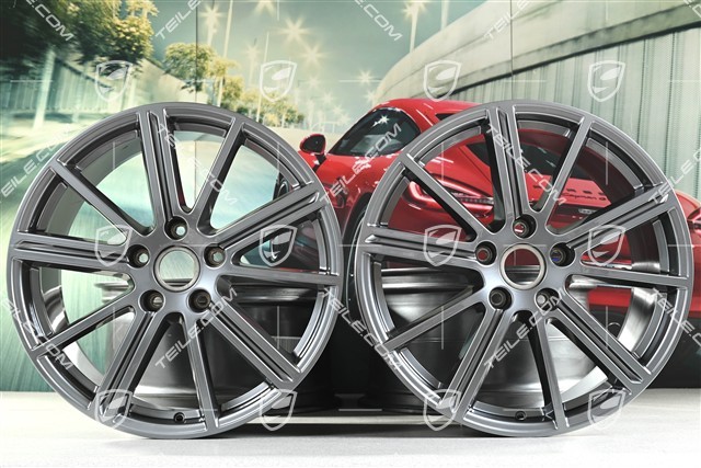 20" Komplet felg Panamera Turbo, 9,5J x 20 ET71 + 10,5J x 20 ET71, Adamantium