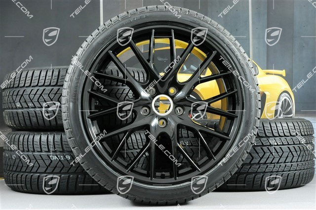 21" Winterräder Satz "SportDesign", Felgen 9,5 J x 21 ET71 + 10,5 J x 21 ET71 + NEUE Pirelli Sottozero III Winterreifen 275/35 R21 + 315/30 R21, in Schwarz Hochglanz