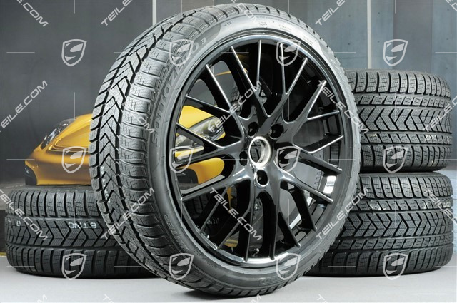 21" Winterräder Satz "SportDesign", Felgen 9,5 J x 21 ET71 + 10,5 J x 21 ET71 + NEUE Pirelli Sottozero III Winterreifen 275/35 R21 + 315/30 R21, in Schwarz Hochglanz