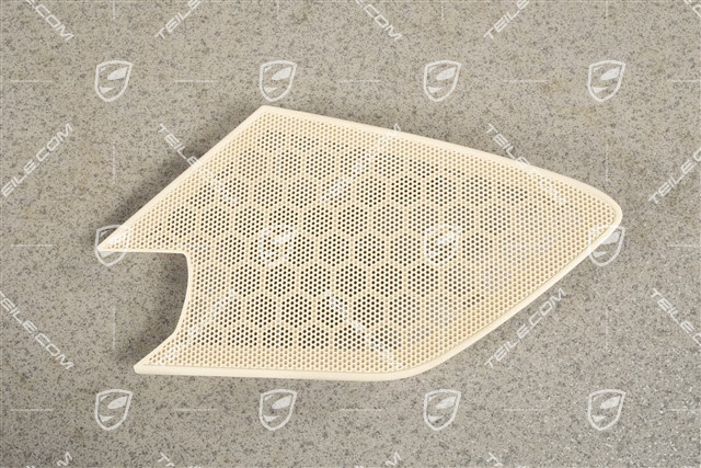 Kratka osłaniająca głośnik średniotonowy w tapicerce drzwi, drzwi przednie, kremowa, L