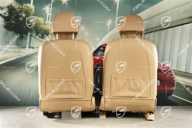 GTS Fotele sportowe, beżowa skóra + alcantara, komplet L+R + tył