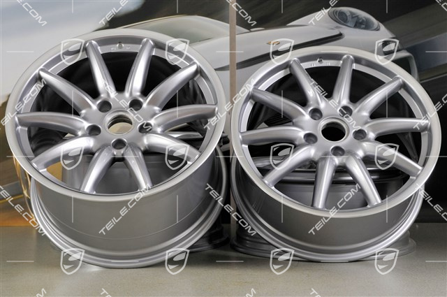 19" Felgensatz Carrera Sport, 8,5J x 19 ET55 + 11,5J x 19 ET50, GT Silver.