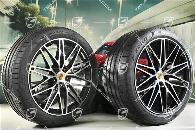 22" koła letnie Cayenne Coupé RS Spyder Design, komplet, felgi 10J x 22 ET48 + 11,5J x 22 ET52 + opony letnie Pirelli P Zero 285/35 R22 + 315/30 R22, z czujnikami ciśnienia