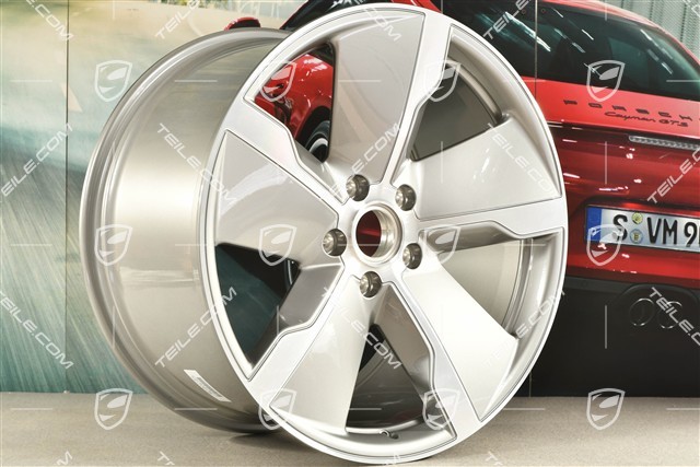 21" Felga Taycan Exclusive Design, 11,5J x 21 ET66, srebrna Platinum Silver, tylna, L